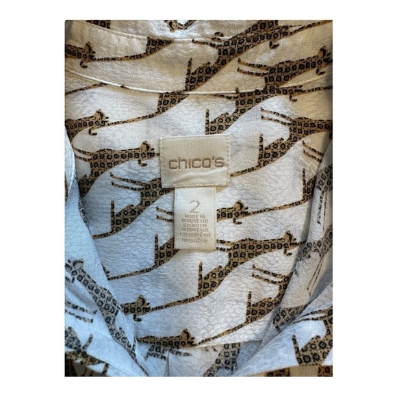 Chico’s Cheetah Print Blouse Button Down Long Sleeve - Size Large - Picture 7 of 14